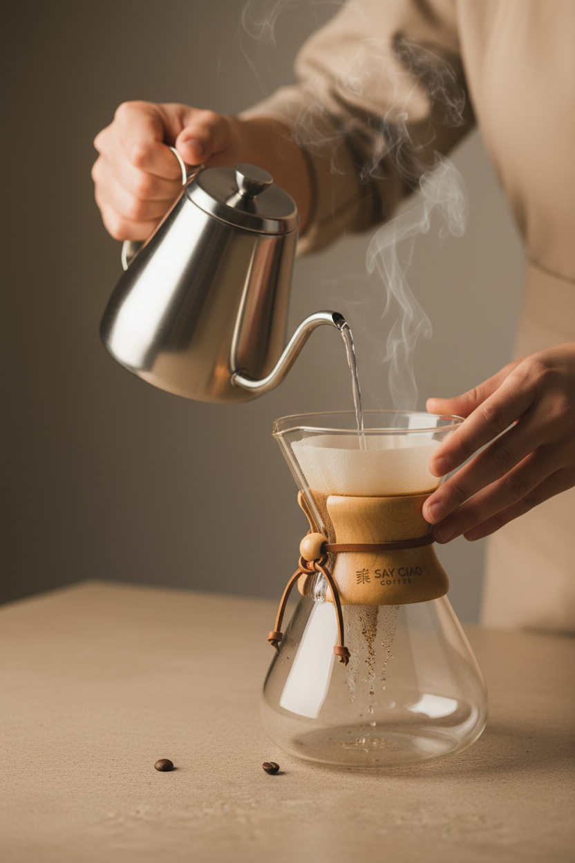 Chemex Pour — Warm Concrete Tone