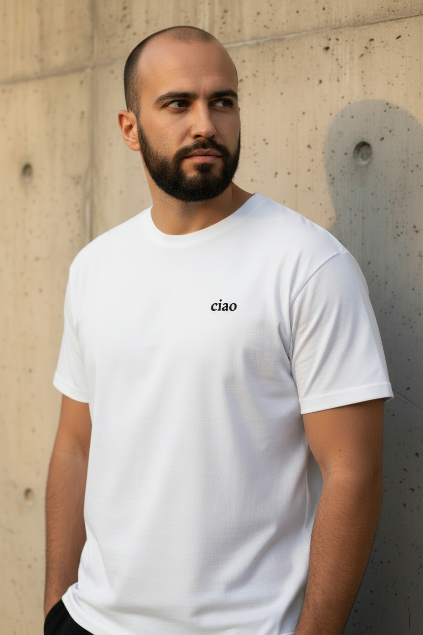 Ciao Premium Tee — Male Model Eyes Up