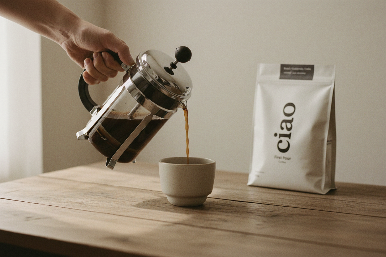 Coffee Being Poured from Cafetiere