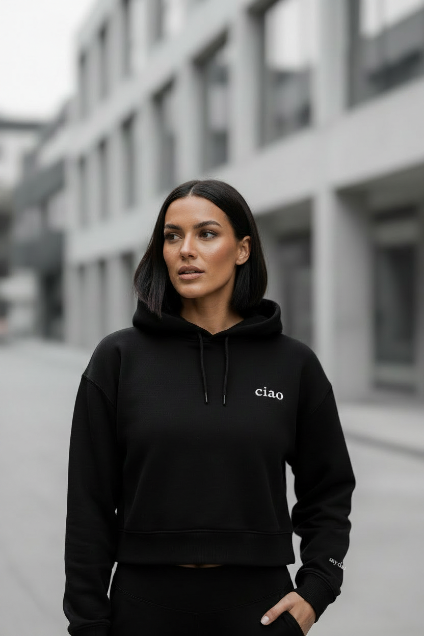 Cropped Hoodie Model Shot - ciao only