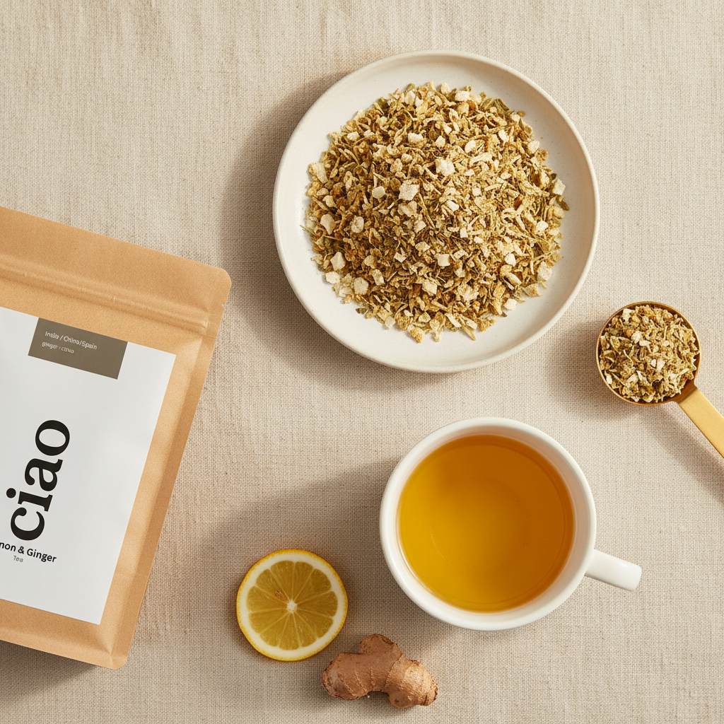 Lemon & Ginger Tea Flat Lay