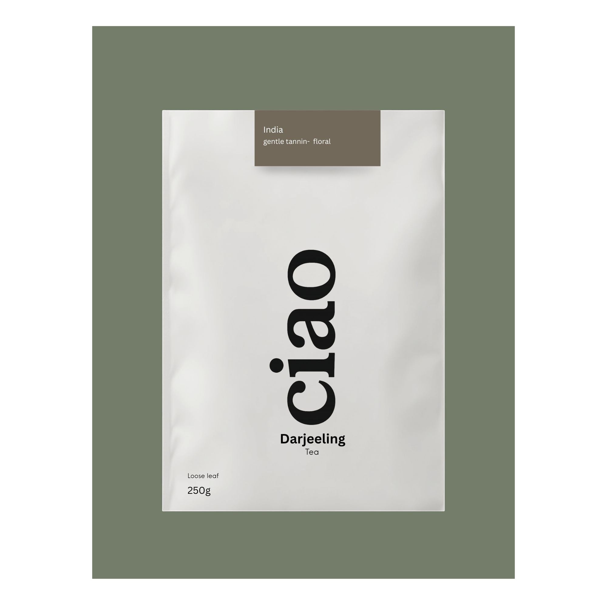 Say Ciao Coffee Darjeeling loose leaf tea, 250g. Indian black tea with floral and muscatel notes.