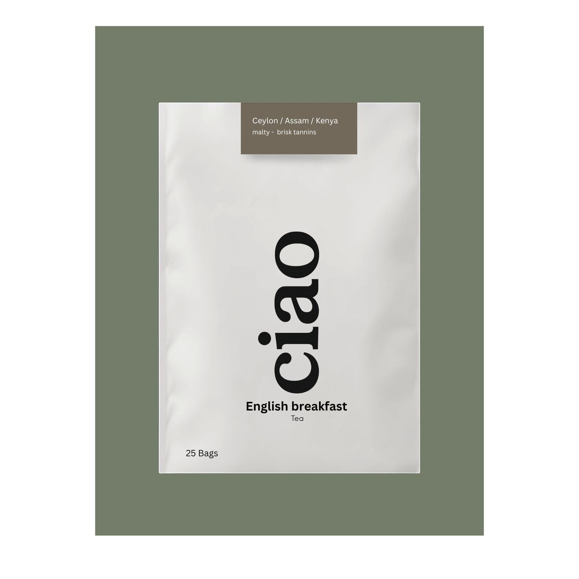 Say Ciao Coffee English Breakfast tea blend with Assam and Ceylon, 25 bags.