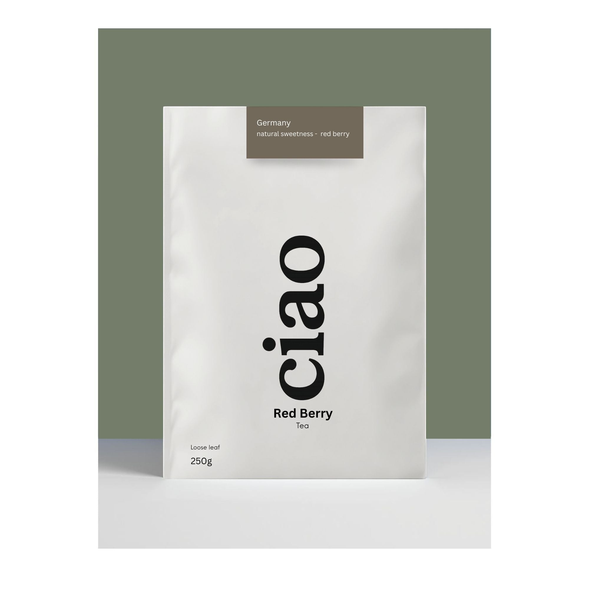 Say Ciao Coffee Red Berry loose leaf tea blend with hibiscus, rosehip, and real berry pieces. Naturally caffeine-free.