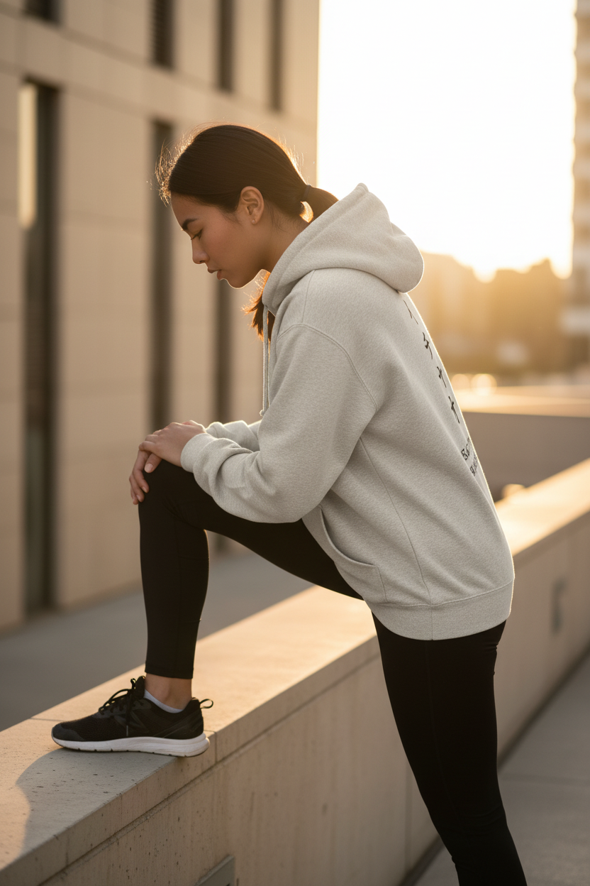 Tokyo Hoodie - Girl Stretching Correct Katakana